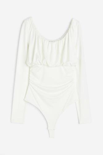 H&M Tangabody mit Raffungen Weiß, Bodys in Größe M. Farbe: White