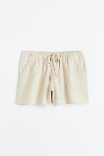 H&M Pull-on-Shorts aus Leinenmix Hellbeige in Größe L. Farbe: Light be...