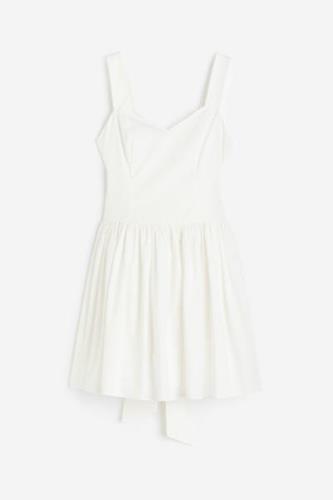 H&M Baumwollkleid mit Bindedetail Weiß, Party kleider in Größe 44. Far...
