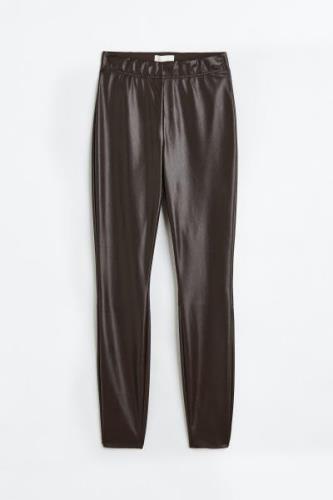 H&M Leggings mit hohem Bund Dunkelbraun in Größe 34. Farbe: Dark brown