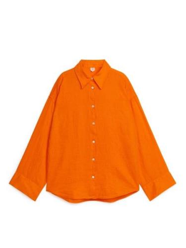 Arket Leinenhemd Orange, Freizeithemden in Größe 34