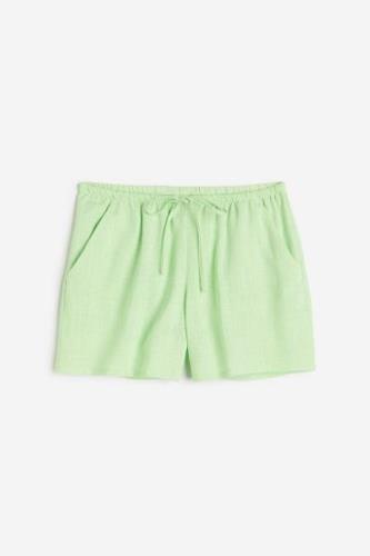 H&M Pull-on-Shorts aus Leinenmix Hellgrün in Größe XXS. Farbe: Light g...