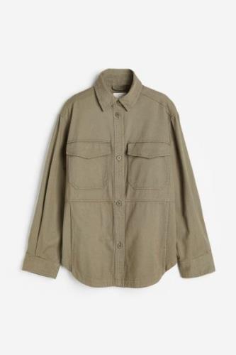 H&M Shacket aus Twill Dunkles Khakigrün, Jacken in Größe XS. Farbe: Da...
