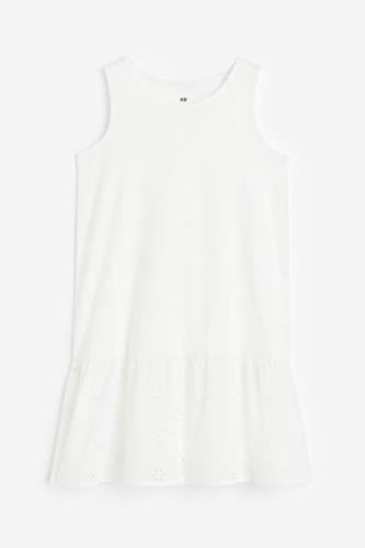 H&M Baumwollkleid in A-Linie Weiß, Kleider Größe 92. Farbe: White