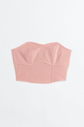 H&M Kurzes Bandeau-Top Hellrosa, Tops in Größe XL. Farbe: Light pink