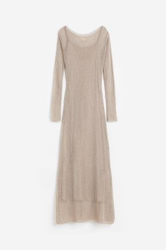 H&M Kleid aus Seidenmix in Ajourstrick Beige, Alltagskleider Größe S