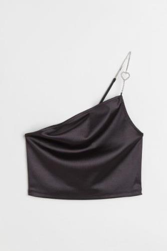 H&M One-Shoulder-Top mit Strassträger Schwarz, Tops in Größe XL. Farbe...