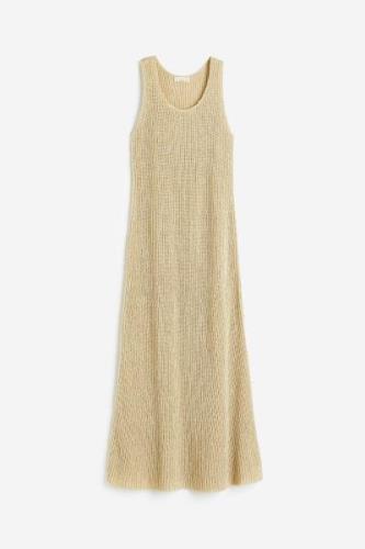 H&M Geripptes Kleid aus Seidenmix Hellgelb, Alltagskleider in Größe XS...
