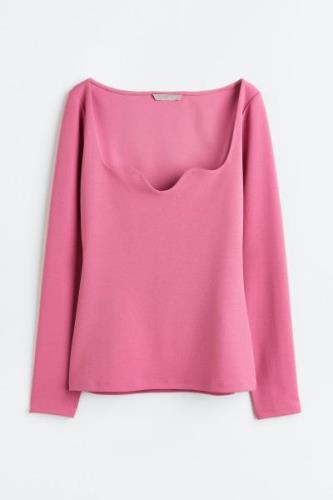 H&M Figurbetontes Jerseyshirt Rosa, Tops in Größe XL. Farbe: Pink