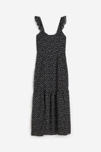 H&M Rückenfreies Chiffonkleid Schwarz/Geblümt, Alltagskleider in Größe...