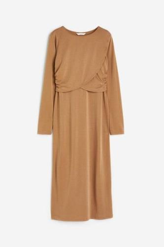 H&M MAMA Stillkleid mit Raffung Hellbraun, Kleider in Größe XS. Farbe:...