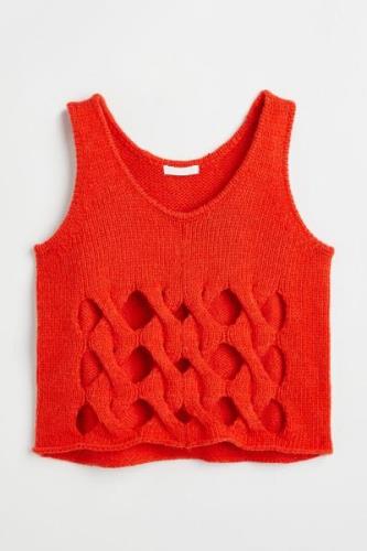 H&M Gestricktes Top Knallrot, Tops in Größe L. Farbe: Bright red