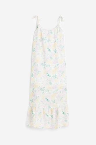 H&M Crêpe-Kleid mit Bindebändern Cremefarben/Geblümt, Alltagskleider i...