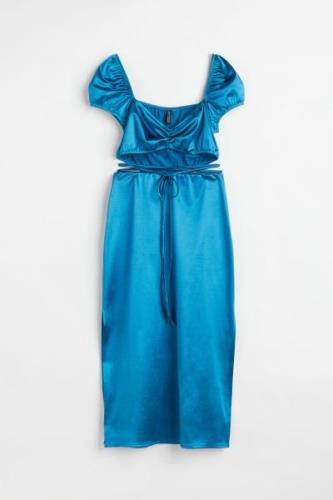 H&M Glänzendes Kleid mit Cut-out Blau, Alltagskleider in Größe XXS. Fa...