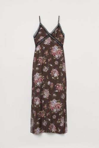 H&M Knöchellanges Kleid aus Lyocellmix Dunkelbraun/Geblümt, Alltagskle...