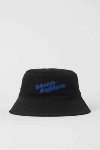 H&M Bucket Hat aus Cord Schwarz/Don’t Do Boyfriends, Hut in Größe XS/S...