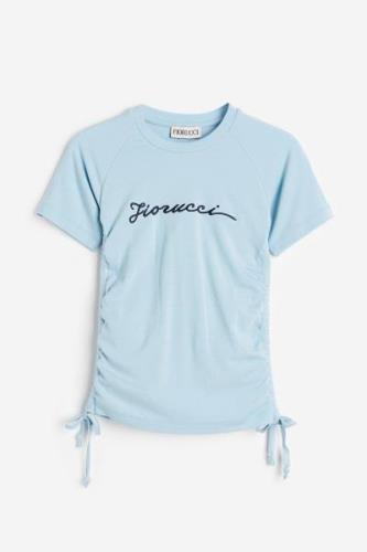 Fiorucci Squiggle Logo-t-shirt Mit Rüschensaum Blau in Größe XS. Farbe...