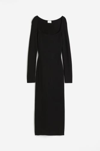 H&M Bodycon-Kleid mit eckigem Ausschnitt Schwarz, Alltagskleider in Gr...