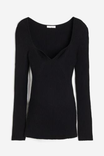 H&M MAMA Gerippter Pullover Schwarz, Tops in Größe XS. Farbe: Black
