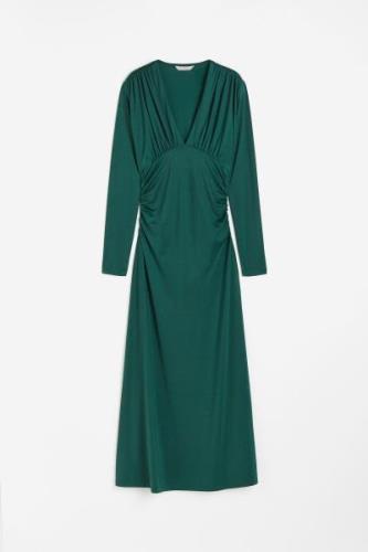 H&M Drapiertes Jerseykleid Smaragdgrün, Alltagskleider in Größe M. Far...