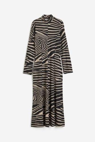 H&M Langes Jerseykleid Schwarz/Zebraprint, Alltagskleider in Größe XS....