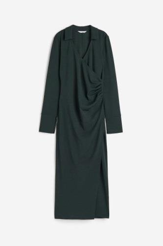 H&M Wickelkleid aus Jersey Dunkelgrün, Alltagskleider in Größe XS. Far...