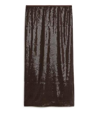 Arket Paillettenrock Dunkelbraun, Röcke in Größe XS. Farbe: Dark brown