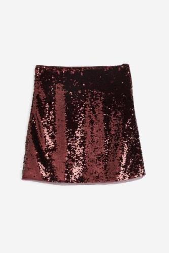H&M Minirock mit Pailletten Dunkelrot, Röcke in Größe 38. Farbe: Dark ...