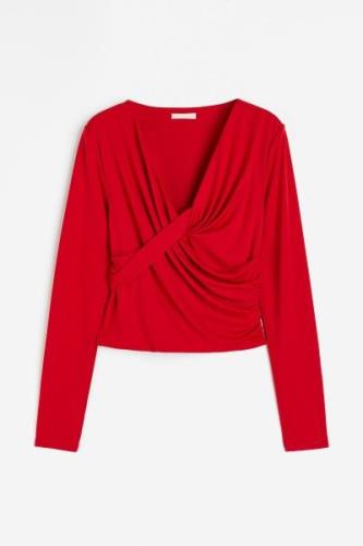 H&M Jerseyshirt mit Twistdetail Rot, Tops in Größe XS. Farbe: Red