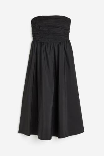 H&M Bandeau-Kleid Schwarz, Alltagskleider in Größe L. Farbe: Black