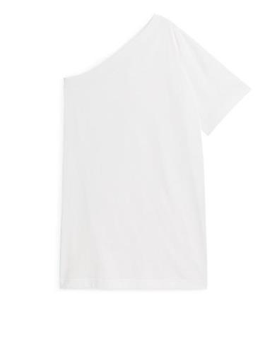 Arket One-Shoulder-T-Shirt-Kleid Weiß, Alltagskleider in Größe S. Farb...