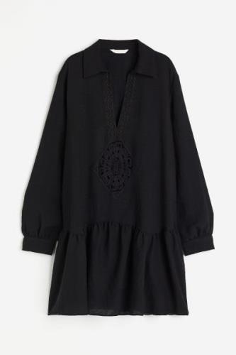 H&M Kleid mit Spitze Schwarz, Alltagskleider in Größe XS. Farbe: Black