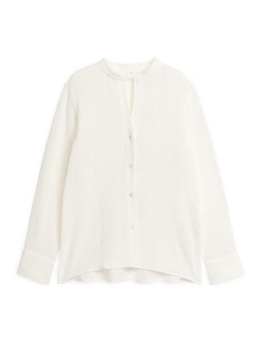 Arket Crinkle-Baumwollhemd Weiß, Freizeithemden in Größe 36. Farbe: Of...