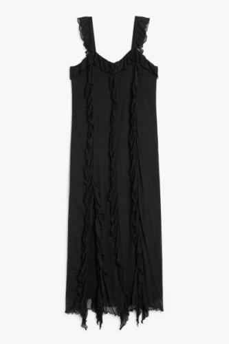 Monki Kleid mit Chiffon-Rüschen Sonniges Schwarz, Alltagskleider in Gr...