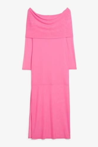 Monki Schulterfreies Maxikleid mit langen Ärmeln Rosa, Alltagskleider ...