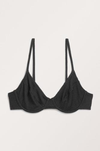 Monki Schwarzer Bikini-BH aus Seersucker Schwarz, Bikini-Oberteil in G...