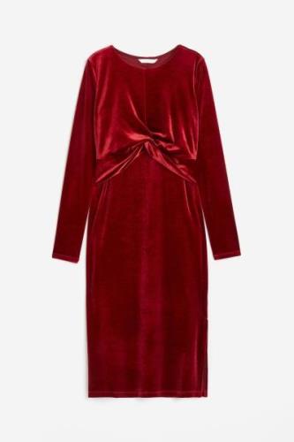 H&M MAMA Stillkleid aus Velours Dunkelrot, Kleider in Größe S. Farbe: ...