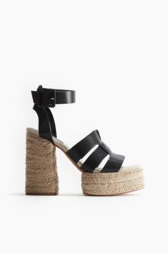 H&M Espadrilles mit Plateau Schwarz, Sandalen in Größe 41. Farbe: Blac...