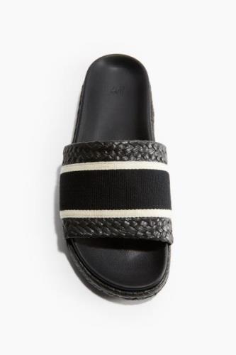 H&M Espadrille-Pantoletten Schwarz, Sandalen in Größe 37. Farbe: Black