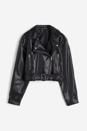 H&M Kurze Bikerjacke Schwarz, Jacken in Größe L. Farbe: Black