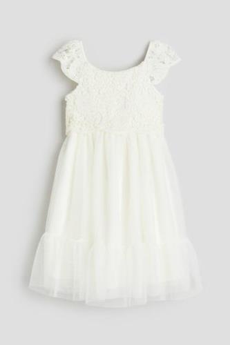 H&M Tüllkleid mit Spitze Weiß, Kleider in Größe 104. Farbe: White 012