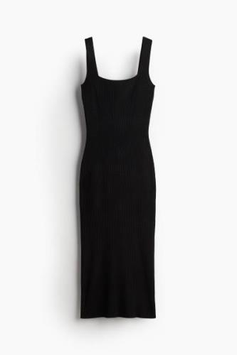 H&M Bodycon-Kleid in Rippstrick Schwarz, Alltagskleider Größe XXL. Far...