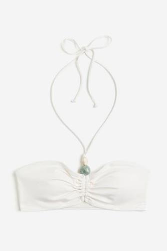 H&M Wattiertes Bandeau-Bikinitop Weiß, Bikini-Oberteil in Größe 44. Fa...