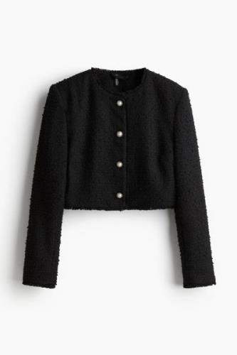 H&M Kurzjacke aus Bouclé Schwarz, Jacken in Größe L. Farbe: Black