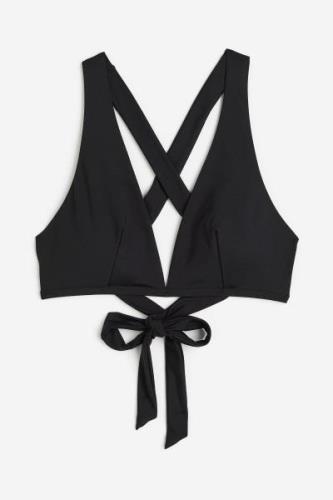 H&M Wattiertes Bikinitop Schwarz, Bikini-Oberteil in Größe 34. Farbe: ...