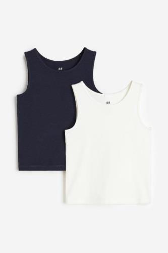 H&M 2er-Pack Baumwoll-Tanktops Marineblau/Weiß, T-Shirts & Tops in Grö...