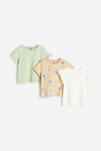 H&M 3er-Pack Baumwollshirts Beige/Schmetterlinge, T-Shirts & Tops in G...