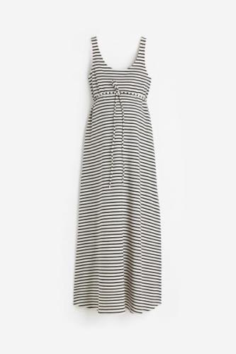 H&M MAMA Wadenlanges Baumwollkleid Weiß/Gestreift, Kleider in Größe L....