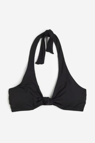 H&M Wattiertes Bikinitop Schwarz, Bikini-Oberteil in Größe 38. Farbe: ...