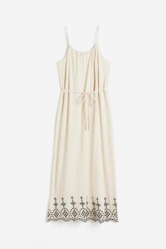 H&M Kleid mit Broderie Anglaise Hellbeige, Alltagskleider in Größe XXL...